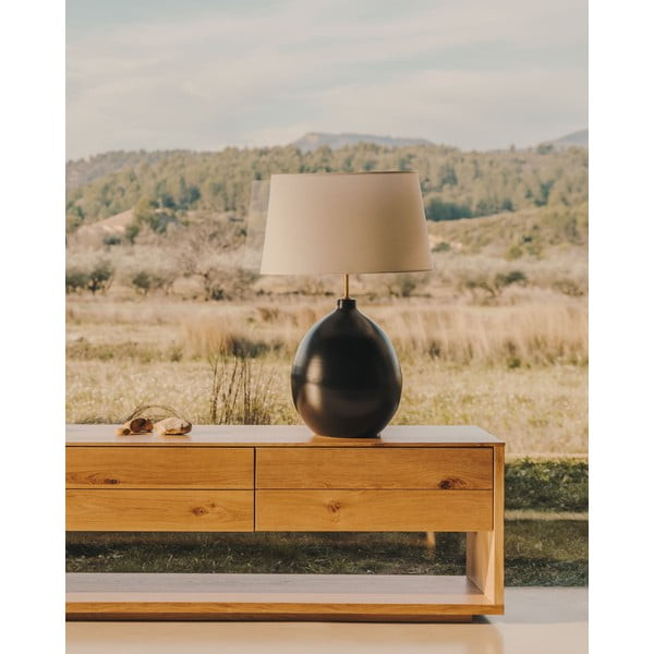 Čierno-biela stolová lampa s textilným tienidlom (výška 72 cm) Foixa – Kave Home-image-1