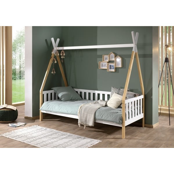 Biela detská posteľ so zábranou Vipack Tipi, 90 x 200 cm-image-1