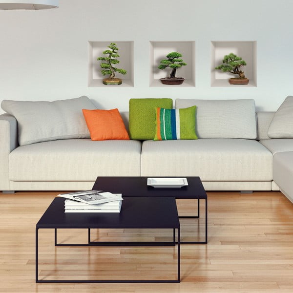 Sada 3 3D samolepiek na stenu Ambiance Bonzais-image-1