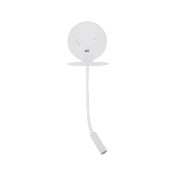 Biele hliníkové LED nástenné svietidlo s ohýbateľnou konštrukciou/s USB portom Eclip – Nova Luce