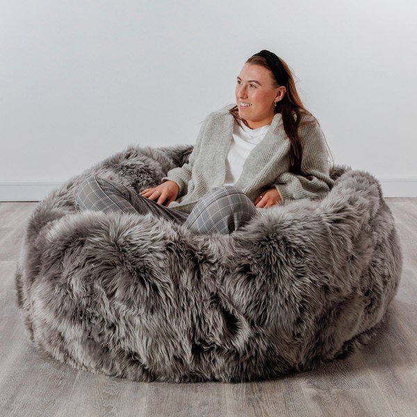 Sivý sedací vak z ovčej kožušiny Native Natural, ⌀ 110 cm-image-3