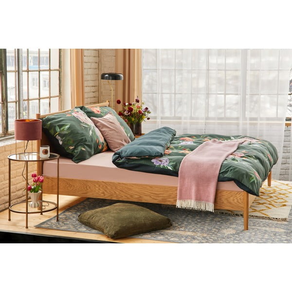 Tmavozelené obliečky na dvojlôžko z bavlneného saténu Bonami Selection Floret, 200 x 220 cm-image-1