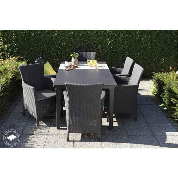 Tmavosivé plastové záhradné kreslo Lowa – Keter-image-1