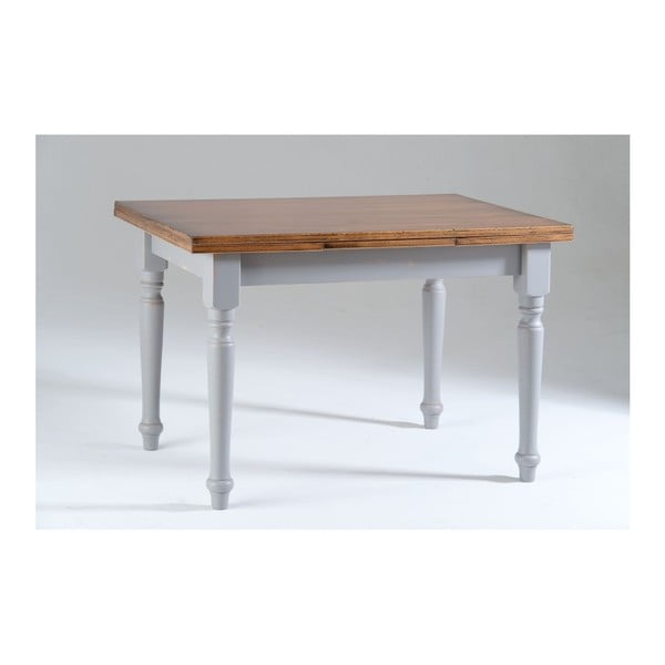 Sivý drevený rozkladací jedálenský stôl s doskou v dekore orechového dreva Castagnetti Corinne, 120 x 80 cm
