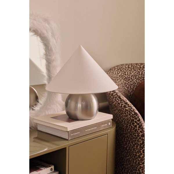 Biela/v lesklej striebornej farbe látková stolová lampa (výška  38 cm) Connie – Ellos Home-image-2