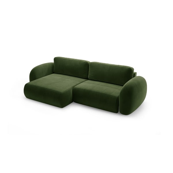 Zelená zamatová rozkladacia/s úložným priestorom rohová pohovka Tonale – Cosmopolitan Design-image-2