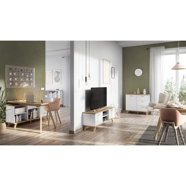 Pracovný stôl s bielym odkladacím stolíkom Germania Oslo-image-3