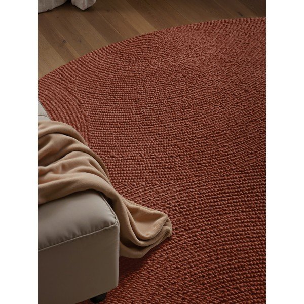 Ručne tkaný vlnený okrúhly koberec v tehlovej farbe ø 120 cm Calmio – Hanse Home-image-1