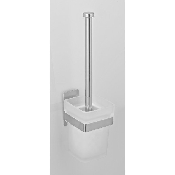 Samodržiaca sklenená WC kefa v lesklo striebornej farbe Genova – Wenko-image-1