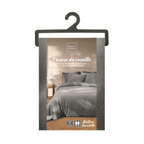 Antracitové obliečky na dvojlôžko/predĺžené z mikroplyšu 240x220 cm Helena – douceur d'intérieur-image-4