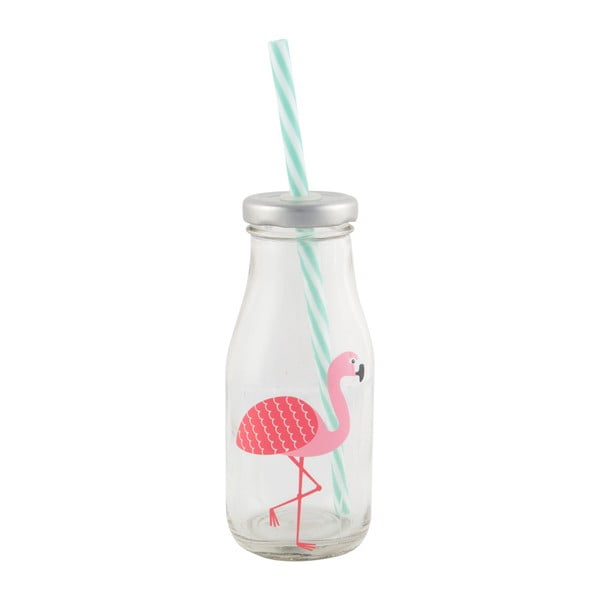 Fľaša s viečkom a slamkou Sass & Belle Tropical Flamingo