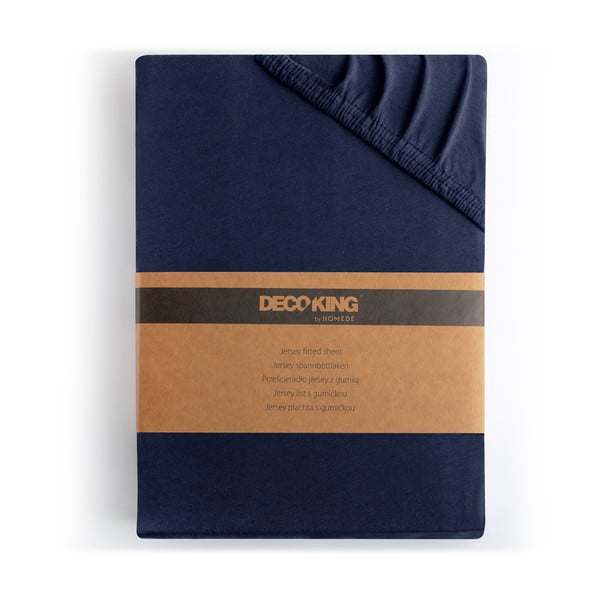 Tmavomodrá napínacia plachta jersey 140x200 cm Amber – Restilo-image-4