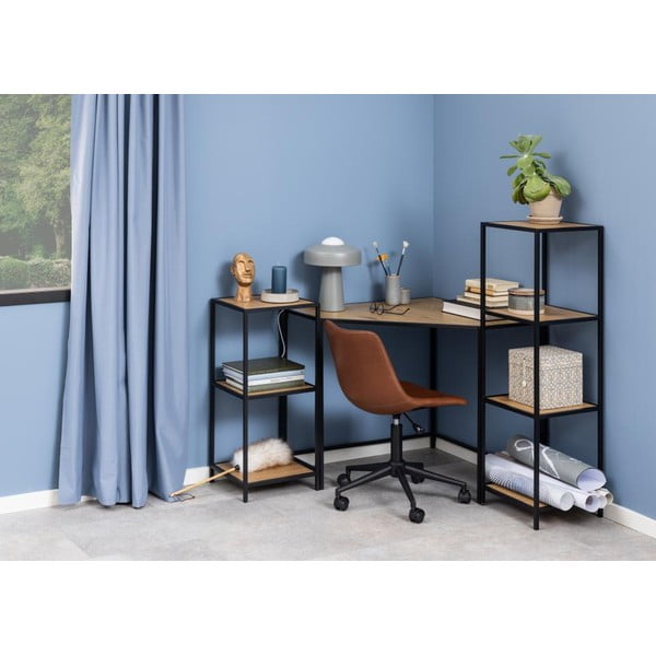 Knižnica v dekore duba v čierno-prírodnej farbe 37x120 cm Seaford – Actona-image-1