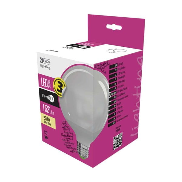LED žiarovka EMOS Classic Globe Warm White, 15,3W E27-image-1