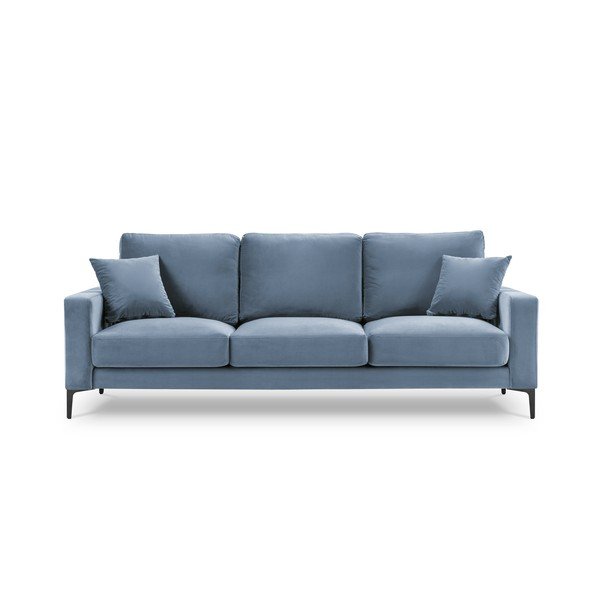 Svetlomodrá zamatová pohovka Kooko Home Harmony, 220 cm