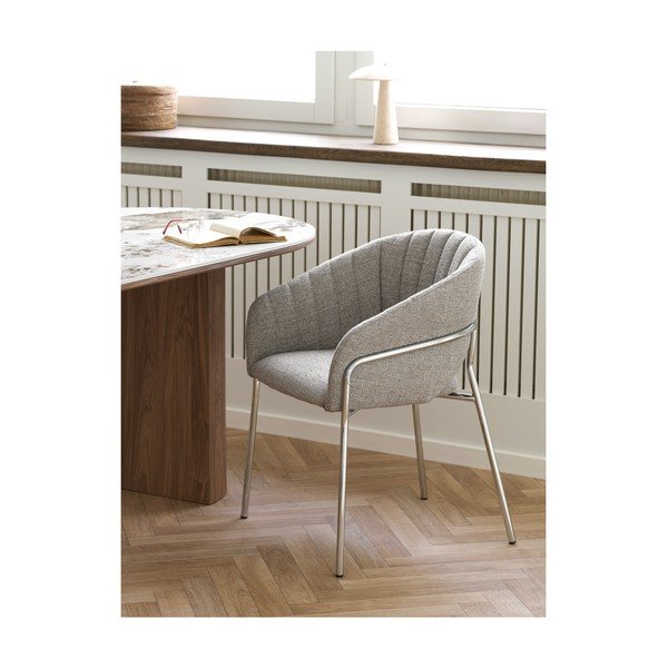 Svetlosivé oceľové jedálenské kreslo s podrúčkami Costa – House Nordic-image-1