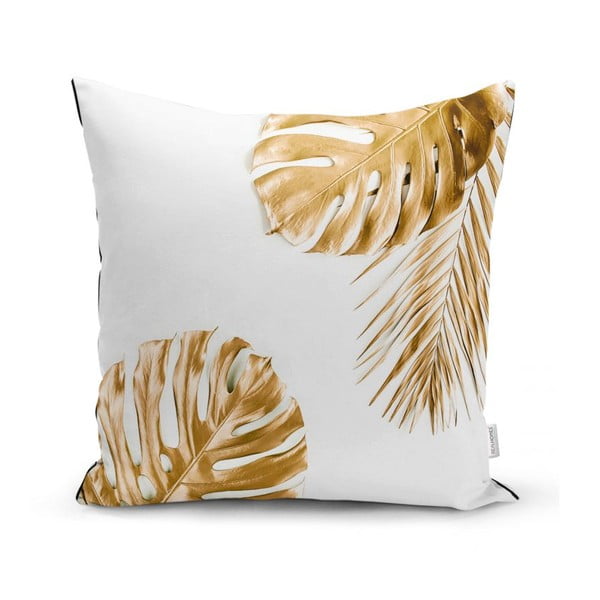 Obliečka na vankúš Minimalist Cushion Covers Gold Gray Leaves, 45 x 45 cm
