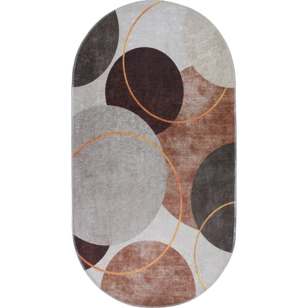 Umývateľný koberec v hnedo-krémovej farbe 80x120 cm Oval – Vitaus