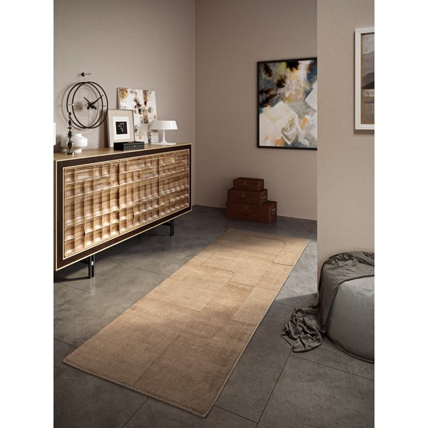 Béžový ručne tkaný vlnený behúň 80x250 cm Charlotte – Villeroy&Boch-image-1