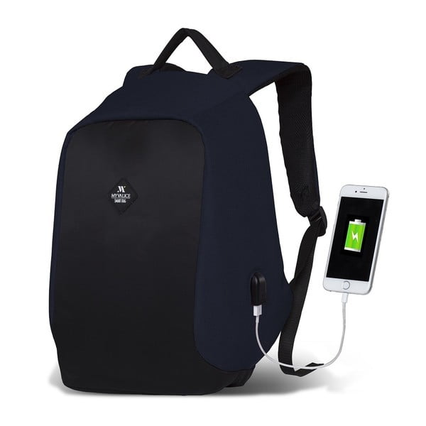 Tmavomodro-čierny batoh s USB portom My Valice SECRET Smart Bag