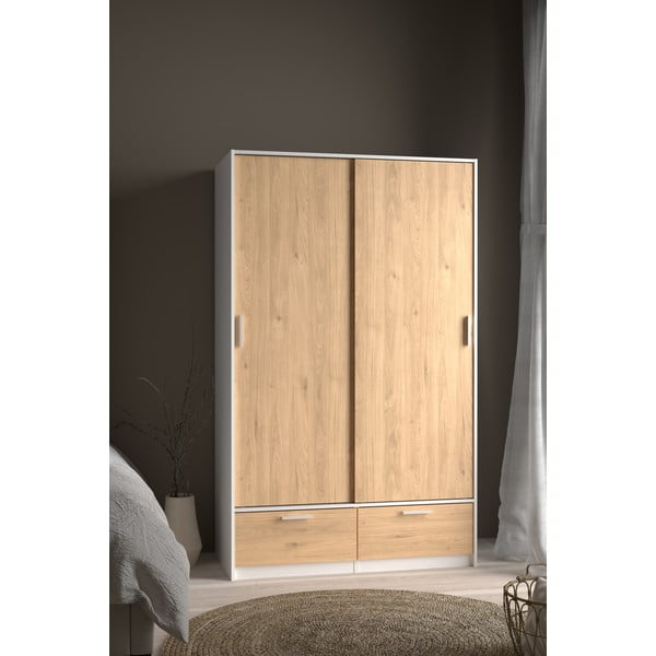 Šatníková skriňa v dekore duba s posuvnými dverami v bielo-prírodnej farbe 121x200 cm Line – Tvilum-image-4