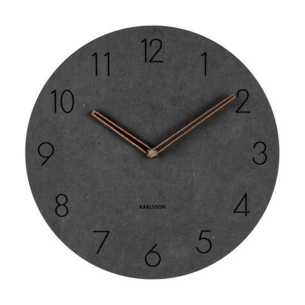 Čierne nástenné drevené hodiny Karlsson Dura, ⌀ 29 cm