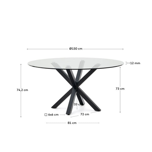 Okrúhly jedálenský stôl so sklenenou doskou ø 150 cm Argo – Kave Home-image-4