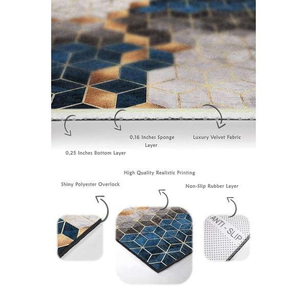 Modro-sivé kúpeľňové predložky v súprave 2 ks 60x100 cm Optic – Mila Home-image-2