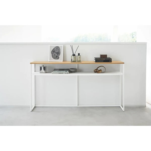 Konzolový stolík v bielej a svetlo hnedej farbe v dekore jaseňa 20,5x126 cm Tower – YAMAZAKI-image-2