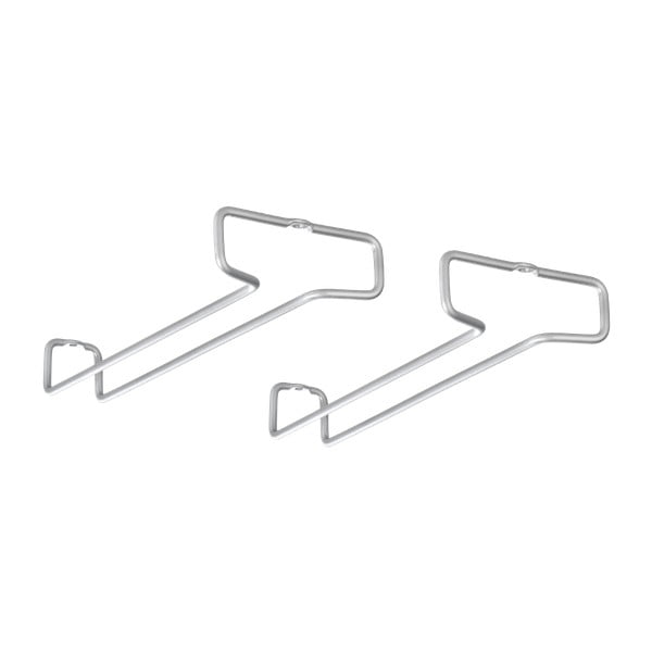 Nástenné oceľové držiaky na poháre na víno v súprave 2 ks v striebornej farbe Rail – Metaltex-image-1