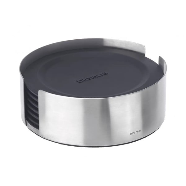 Čierne/v striebornej farbe silikónové tácky v súprave 6 ks so stojanom Lareto – Blomus-image-1