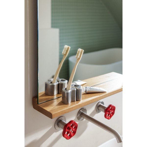 Nástenné zrkadlo s poličkou s dreveným rámom 50x75 cm Lun – noo.ma-image-2