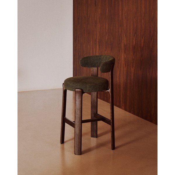 Zelená/v tmavo prírodnej farbe barová stolička z jaseňového dreva (výška sedadla 75 cm) Granite – Kave Home-image-1