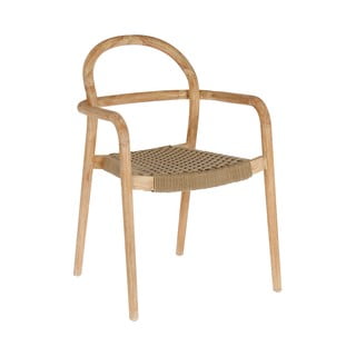 Záhradná stolička z eukalyptového dreva s béžovým výpletom Kave Home Sheryl