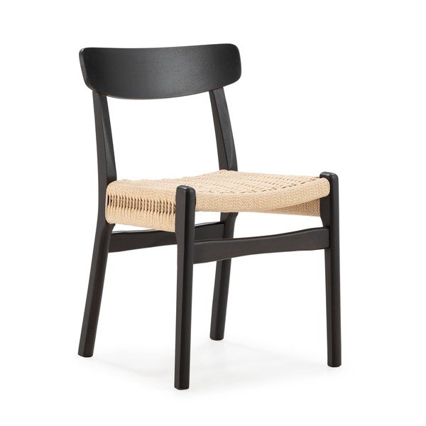 Čierne jedálenské stoličky v súprave 2 ks z kaučukového dreva Biel – MOME