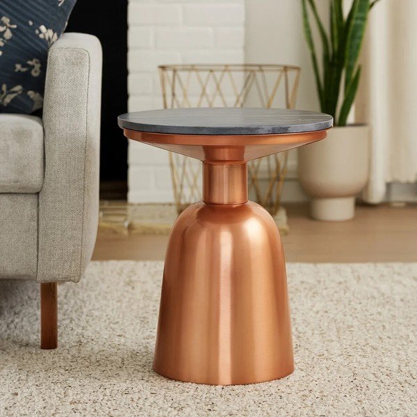 Okrúhly odkladací stolík s mramorovou doskou ø 48 cm Amira – Premier Housewares-image-2