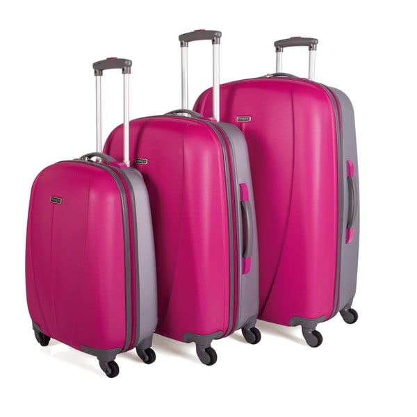 Sada 3 ružových cestovných kufrov na kolieskach Arsamar Wright