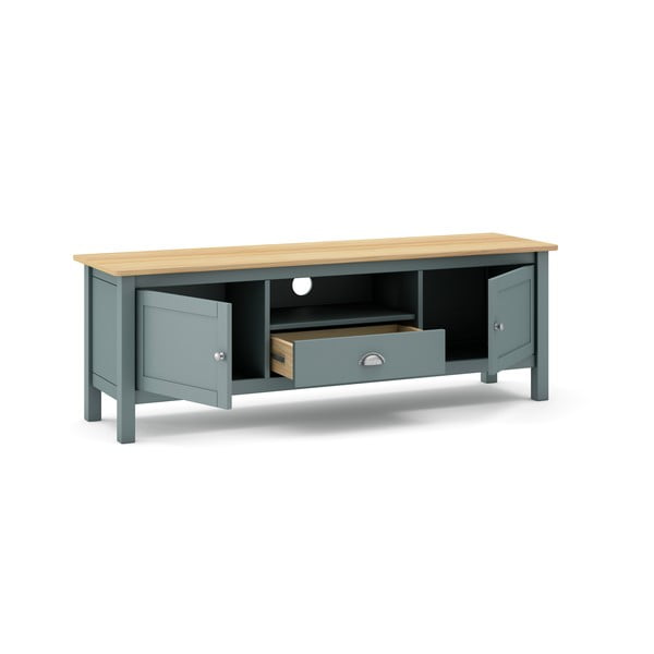 TV stolík sivozelený z borovicového dreva 158x53x40 cm Misti – Marckeric-image-4