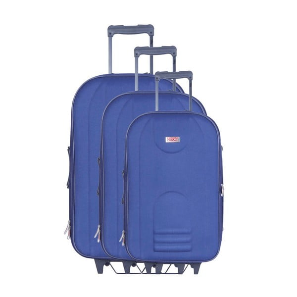 Sada 3 modrých cestovných kufrov na kolieskach Hero Airplane