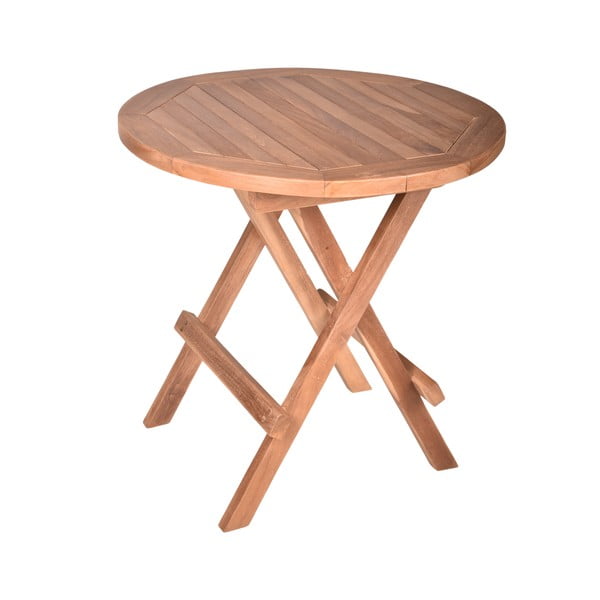 Okrúhly záhradný odkladací stolík z tíkového dreva ø 50 cm Mitan – Garden Pleasure