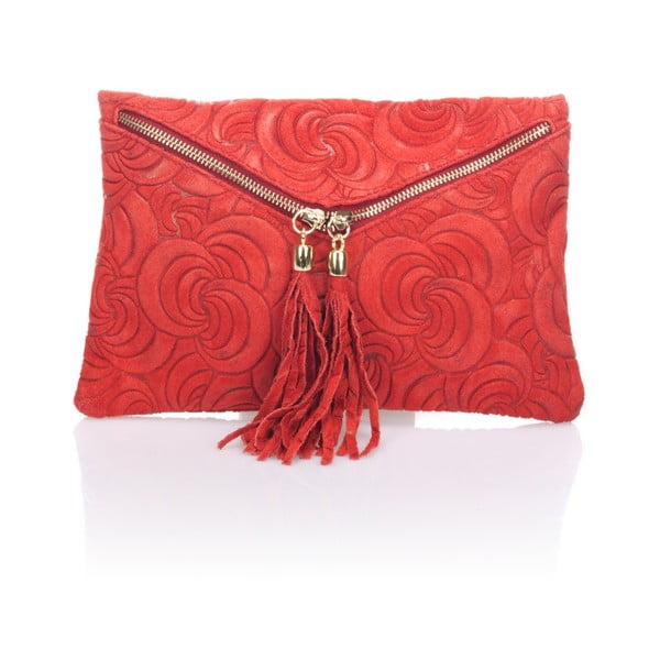 Červená kožená listová kabelka Lisa Minardi Flaire