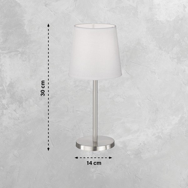 Stolová lampa v bielej a striebornej farbe s textilným tienidlom (výška 30 cm) Eve – Fischer & Honsel-image-2