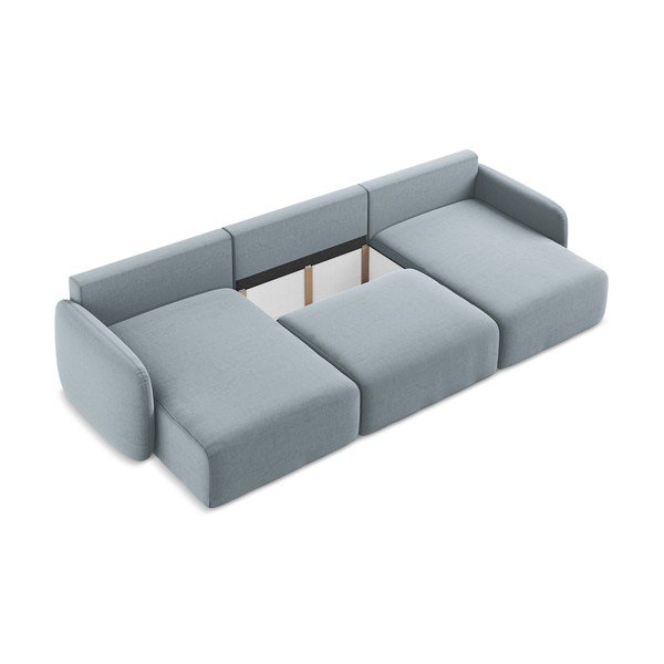 Modrá zamatová rozkladacia/s úložným priestorom rohová pohovka (do tvaru "U") Kalena – Makamii-image-4