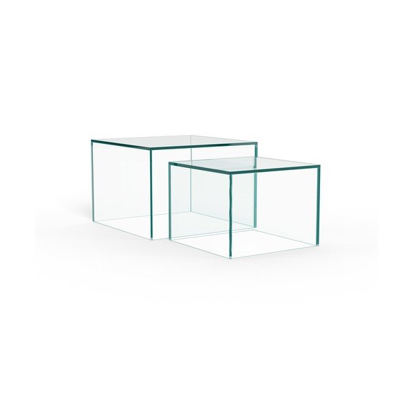 Sklenené konferenčné stolíky v súprave 2 ks 50x50 cm Dice – Actona-image-3