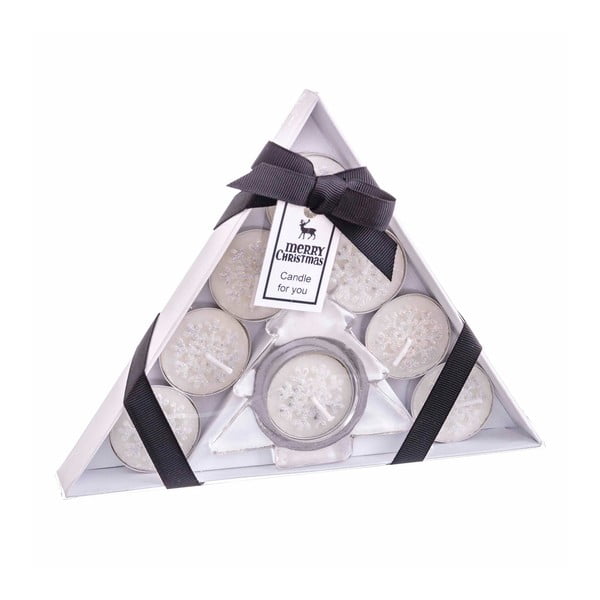 Čajový set sviečok a svietnika 8 ks s vianočným motívom – Casa Selección