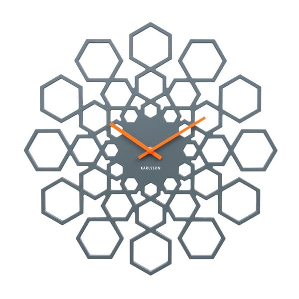 Tmavosivé nástenné hodiny Karlsson Sunshine Hexagon