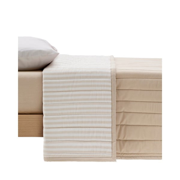 Béžový prešívaný pléd z Bio bavlny 180x240 cm Sini – Kave Home