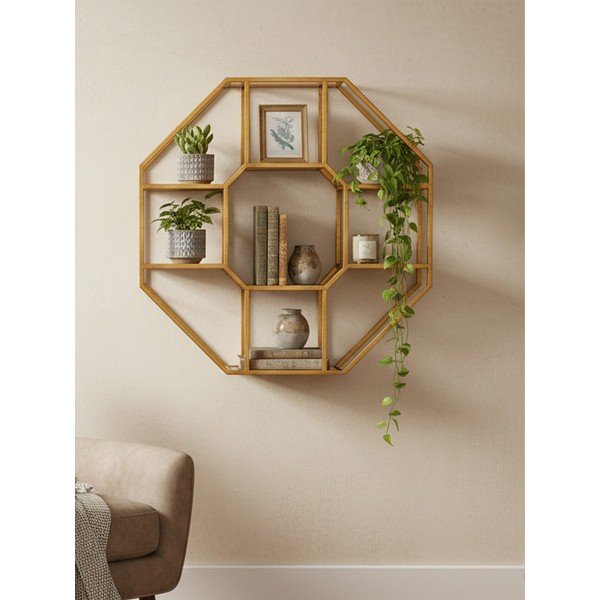 Poschodová kovová polica v prírodnej farbe 92 cm Zariah – Premier Housewares-image-1