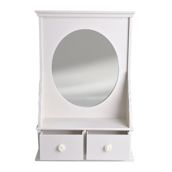 Biele zrkadlo so zásuvkami Ewax Dressing, 34 × 50 cm