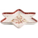 Červeno-biela porcelánová servírovacia miska s motívom vianočnej hviezdy Villeroy & Boch Gingerbread Village, 37,2 x 32,5 cm